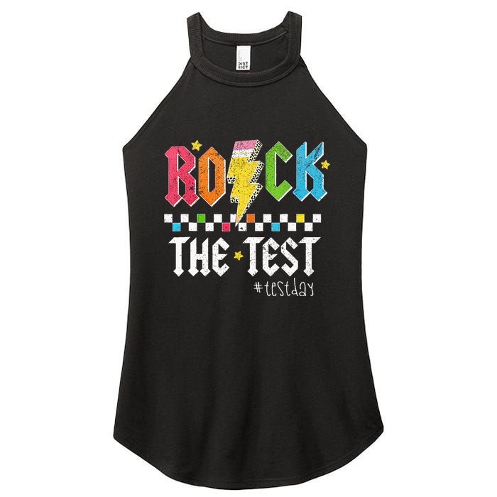Rock The Test Testing Day Retro Motivational Teacher Women's Perfect Tri Rocker Tank