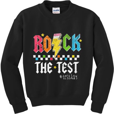 Rock The Test Testing Day Retro Motivational Teacher Kids Sweatshirt