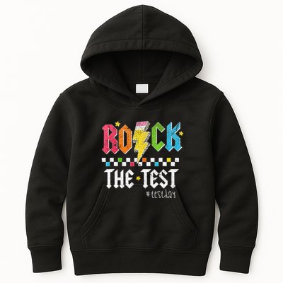 Rock The Test Testing Day Retro Motivational Teacher Kids Hoodie