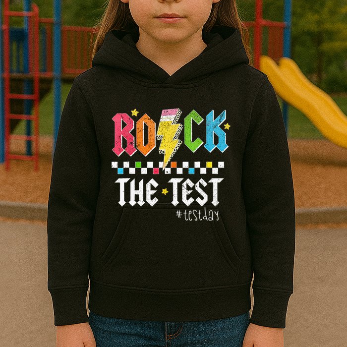 Rock The Test Testing Day Retro Motivational Teacher Kids Hoodie