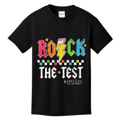 Rock The Test Testing Day Retro Motivational Teacher Kids T-Shirt