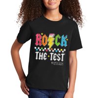 Rock The Test Testing Day Retro Motivational Teacher Kids T-Shirt