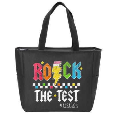 Rock The Test Testing Day Retro Motivational Teacher Zip Tote Bag