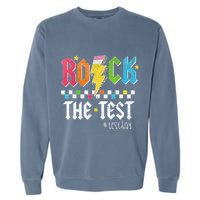 Rock The Test Testing Day Retro Motivational Teacher Garment-Dyed Sweatshirt
