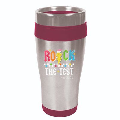 Rock The Test Testing Day Retro Motivational Teacher 16oz Travel Tumbler
