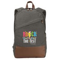 Rock The Test Testing Day Retro Motivational Teacher Cotton Canvas Backpack