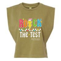 Rock The Test Testing Day Retro Motivational Teacher Garment-Dyed Women's Muscle Tee