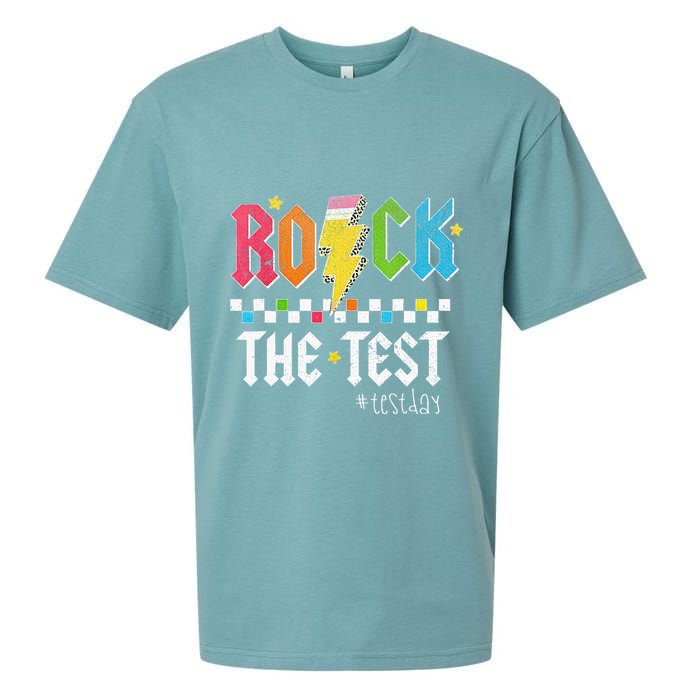 Rock The Test Testing Day Retro Motivational Teacher Sueded Cloud Jersey T-Shirt