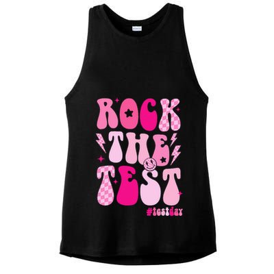 Rock The Test Testing Day Retro Motivational Ladies PosiCharge Tri-Blend Wicking Tank
