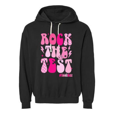 Rock The Test Testing Day Retro Motivational Garment-Dyed Fleece Hoodie