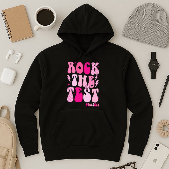 Rock The Test Testing Day Retro Motivational Hoodie