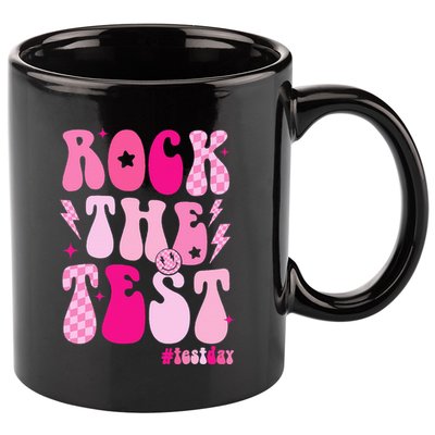 Rock The Test Testing Day Retro Motivational 11oz C Handle Ceramic Mug