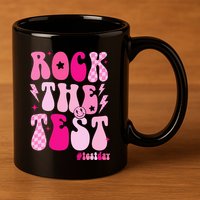 Rock The Test Testing Day Retro Motivational 11oz C Handle Ceramic Mug