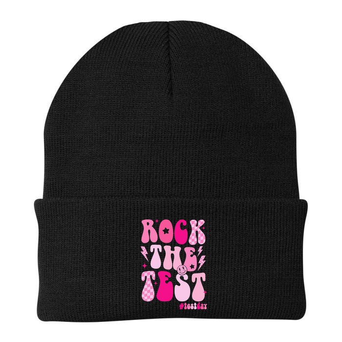 Rock The Test Testing Day Retro Motivational Knit Cap Winter Beanie