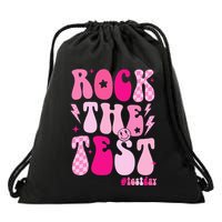 Rock The Test Testing Day Retro Motivational Drawstring Bag