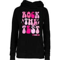 Rock The Test Testing Day Retro Motivational Womens Funnel Neck Pullover Hood
