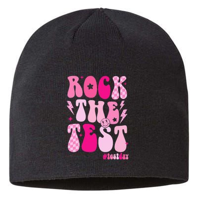 Rock The Test Testing Day Retro Motivational Sustainable Beanie