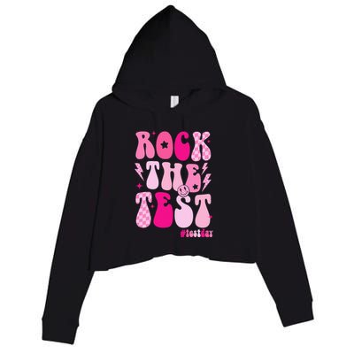 Rock The Test Testing Day Retro Motivational Crop Fleece Hoodie