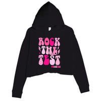 Rock The Test Testing Day Retro Motivational Crop Fleece Hoodie