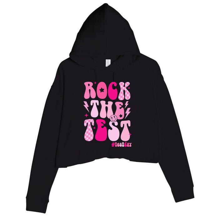 Rock The Test Testing Day Retro Motivational Crop Fleece Hoodie