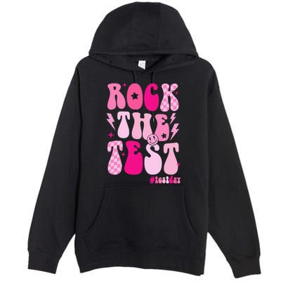 Rock The Test Testing Day Retro Motivational Premium Pullover Hoodie