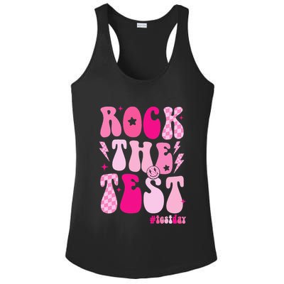Rock The Test Testing Day Retro Motivational Ladies PosiCharge Competitor Racerback Tank