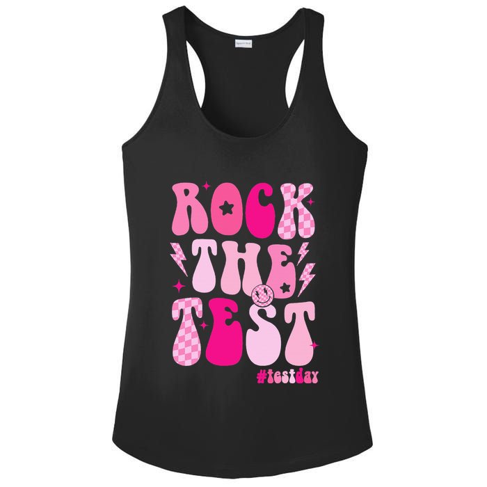 Rock The Test Testing Day Retro Motivational Ladies PosiCharge Competitor Racerback Tank