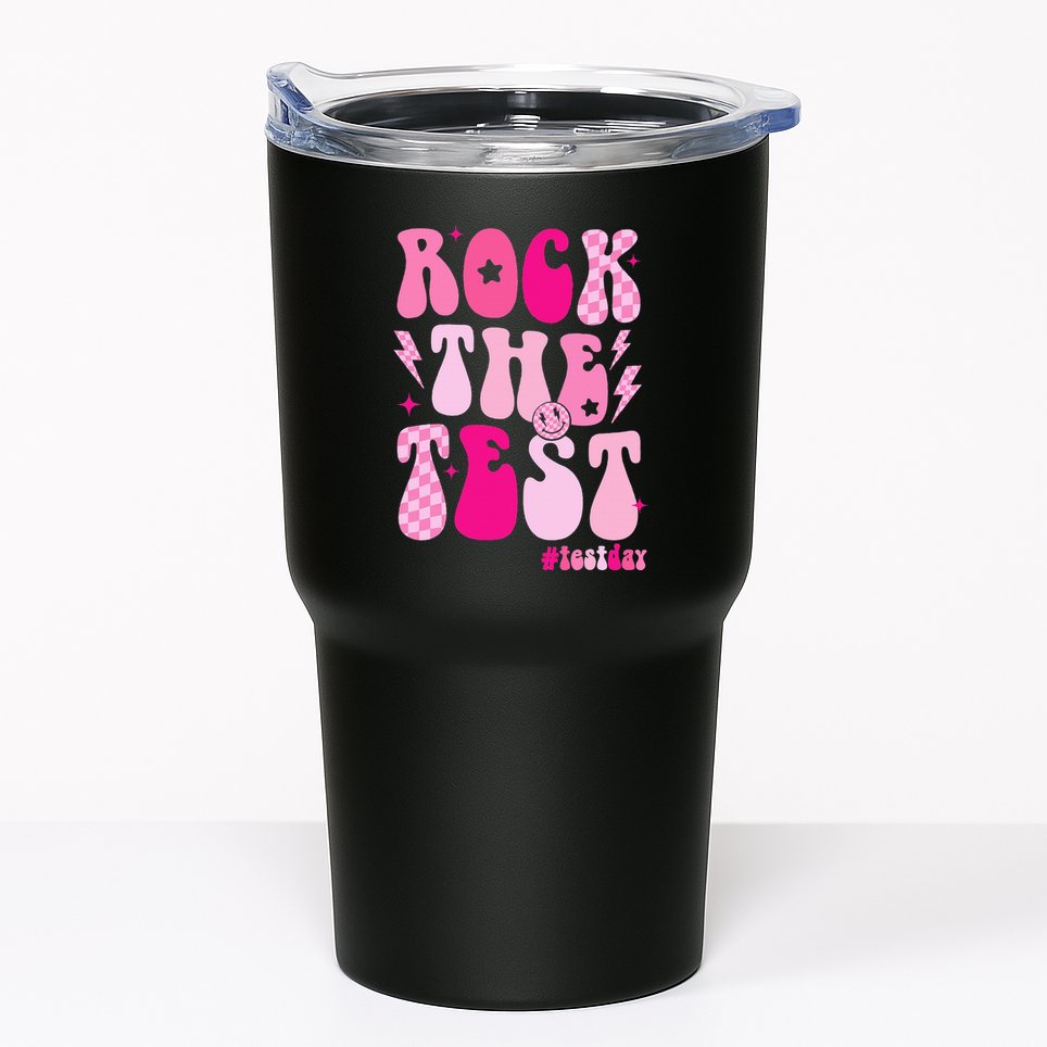 Rock The Test Testing Day Retro Motivational Tumbler