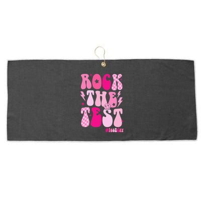 Rock The Test Testing Day Retro Motivational Large Microfiber Waffle Golf Towel