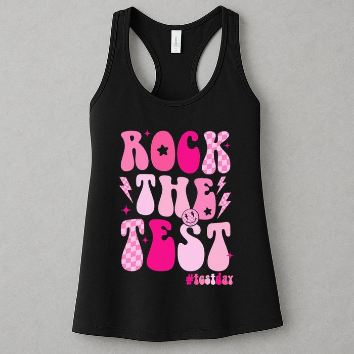 Rock The Test Testing Day Retro Motivational Womens Tank Top