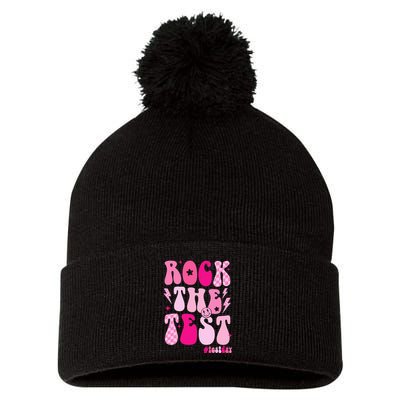 Rock The Test Testing Day Retro Motivational Pom Pom 12in Knit Beanie
