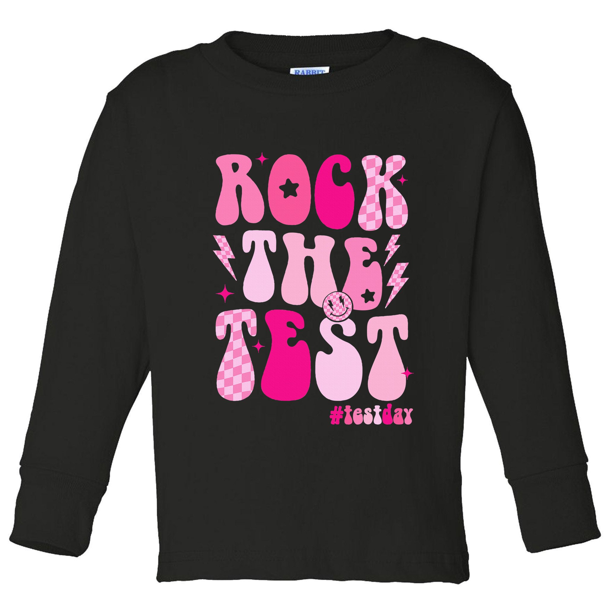 Rock The Test Testing Day Retro Motivational Toddler Long Sleeve Shirt