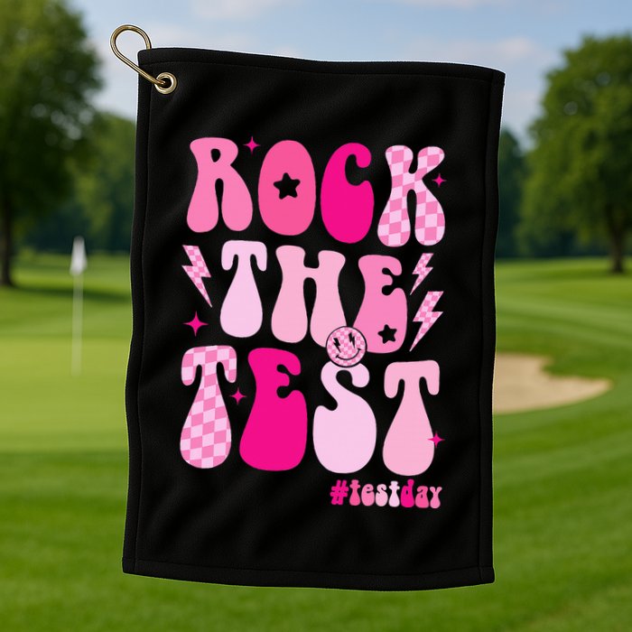 Rock The Test Testing Day Retro Motivational Golf Towel