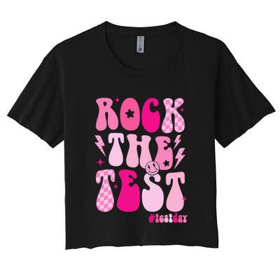 Rock The Test Testing Day Retro Motivational Crop Top