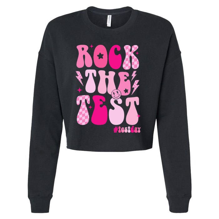 Rock The Test Testing Day Retro Motivational Cropped Pullover Crew