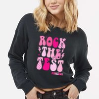Rock The Test Testing Day Retro Motivational Cropped Pullover Crew
