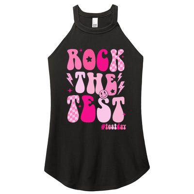 Rock The Test Testing Day Retro Motivational Women's Perfect Tri Rocker Tank