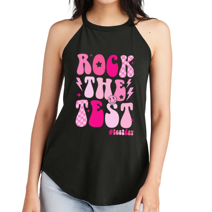 Rock The Test Testing Day Retro Motivational Women's Perfect Tri Rocker Tank