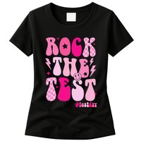 Rock The Test Testing Day Retro Motivational Womens T-Shirt