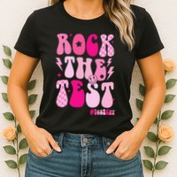 Rock The Test Testing Day Retro Motivational Womens T-Shirt