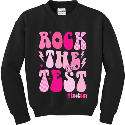 Rock The Test Testing Day Retro Motivational Kids Sweatshirt
