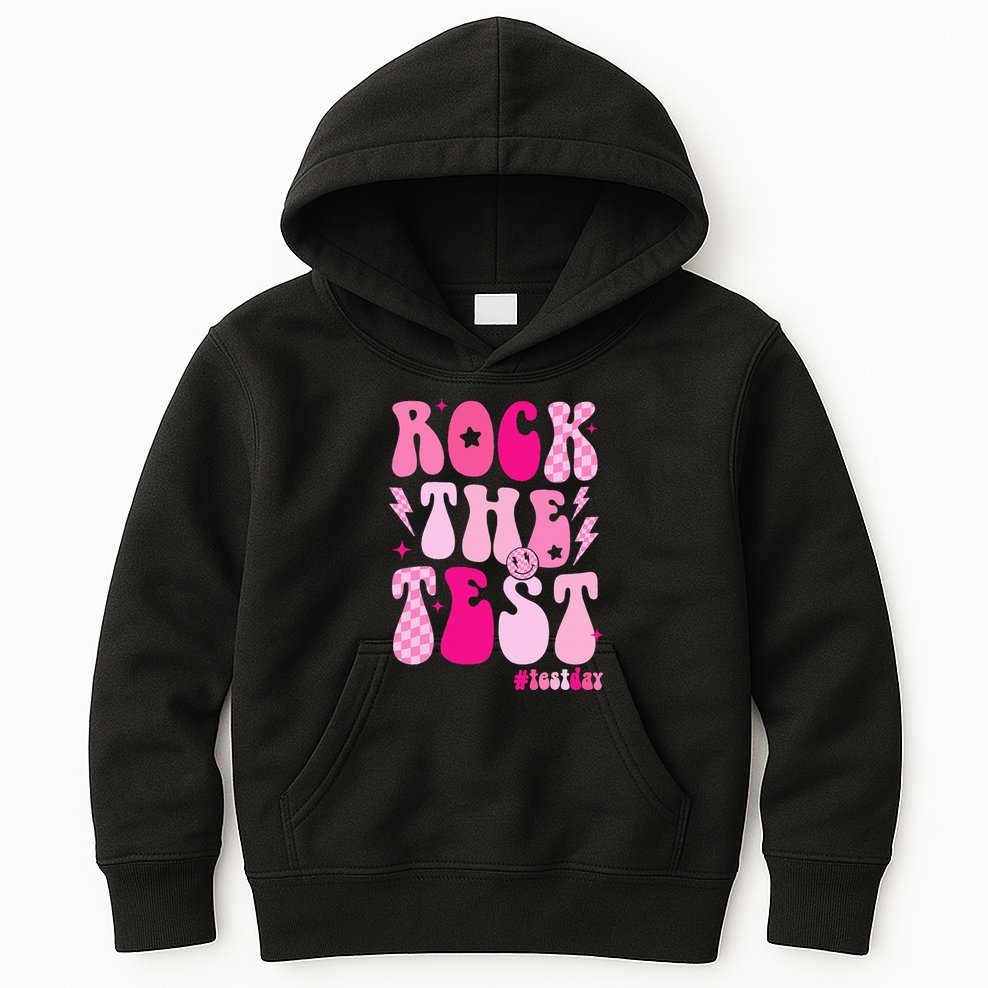 Rock The Test Testing Day Retro Motivational Kids Hoodie