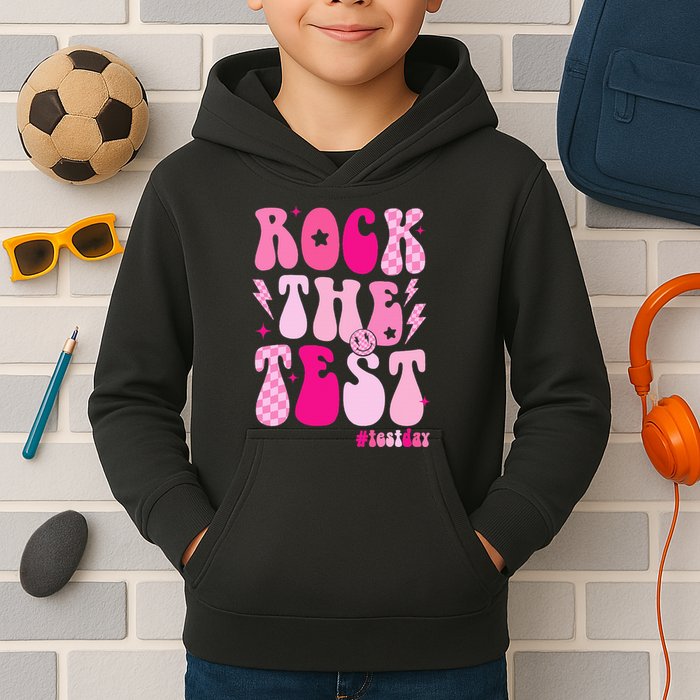 Rock The Test Testing Day Retro Motivational Kids Hoodie