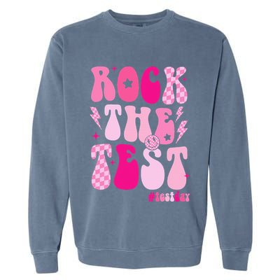 Rock The Test Testing Day Retro Motivational Garment-Dyed Sweatshirt