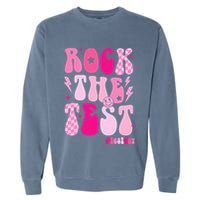 Rock The Test Testing Day Retro Motivational Garment-Dyed Sweatshirt