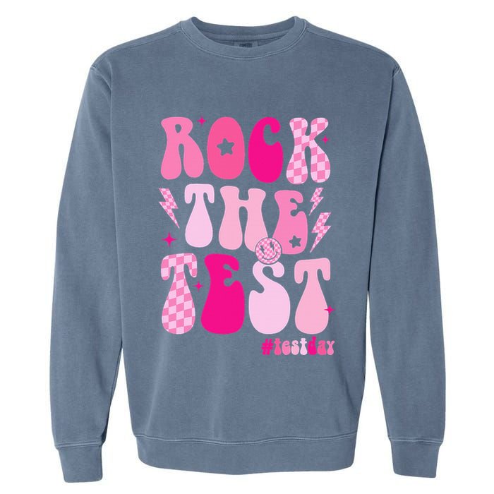 Rock The Test Testing Day Retro Motivational Garment-Dyed Sweatshirt