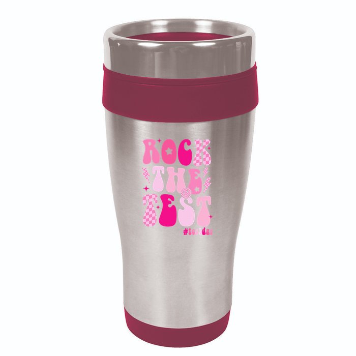 Rock The Test Testing Day Retro Motivational 16oz Travel Tumbler