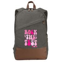 Rock The Test Testing Day Retro Motivational Cotton Canvas Backpack