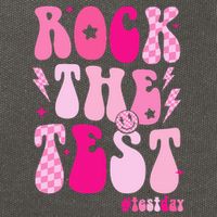 Rock The Test Testing Day Retro Motivational Cotton Canvas Backpack