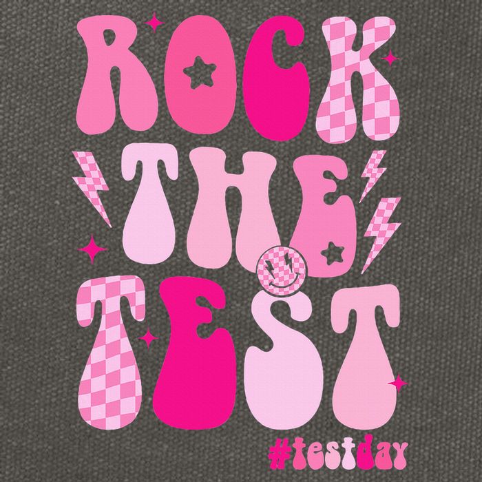 Rock The Test Testing Day Retro Motivational Cotton Canvas Backpack